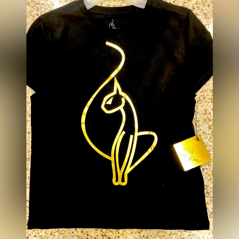 Black Y-2K Baby Phat T-Shirt with Gold accents